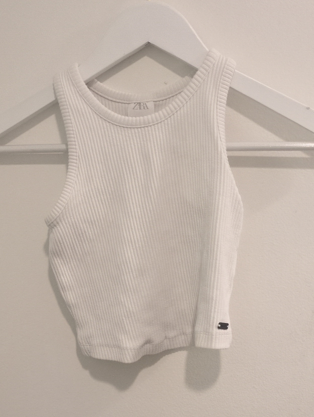 Zara White Ribbed Tank Top for Kids